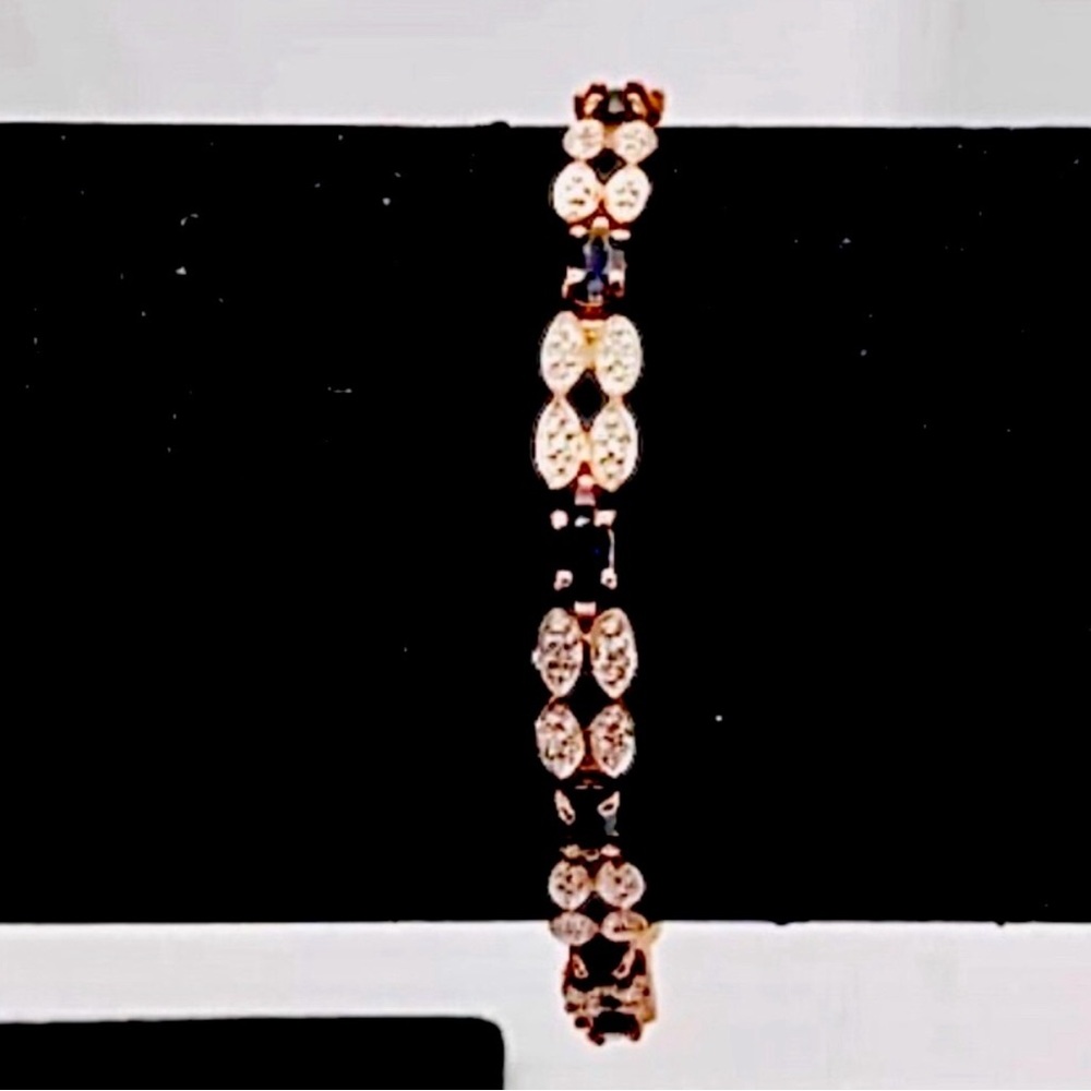 Ross & Simons 18K Rose Gold Over Silver 925 Diamond Accent Sapphire Bracelet ♥️